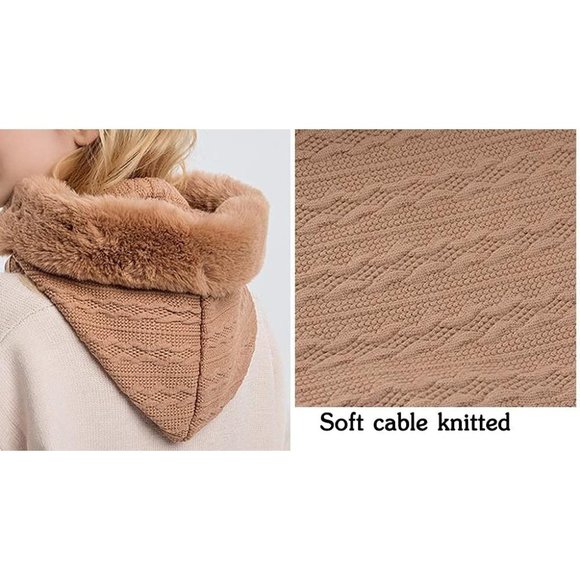 Women's Warm Hooded Winter Scarf Mask And Pullover Knitted Hat - Picture 4 of 5